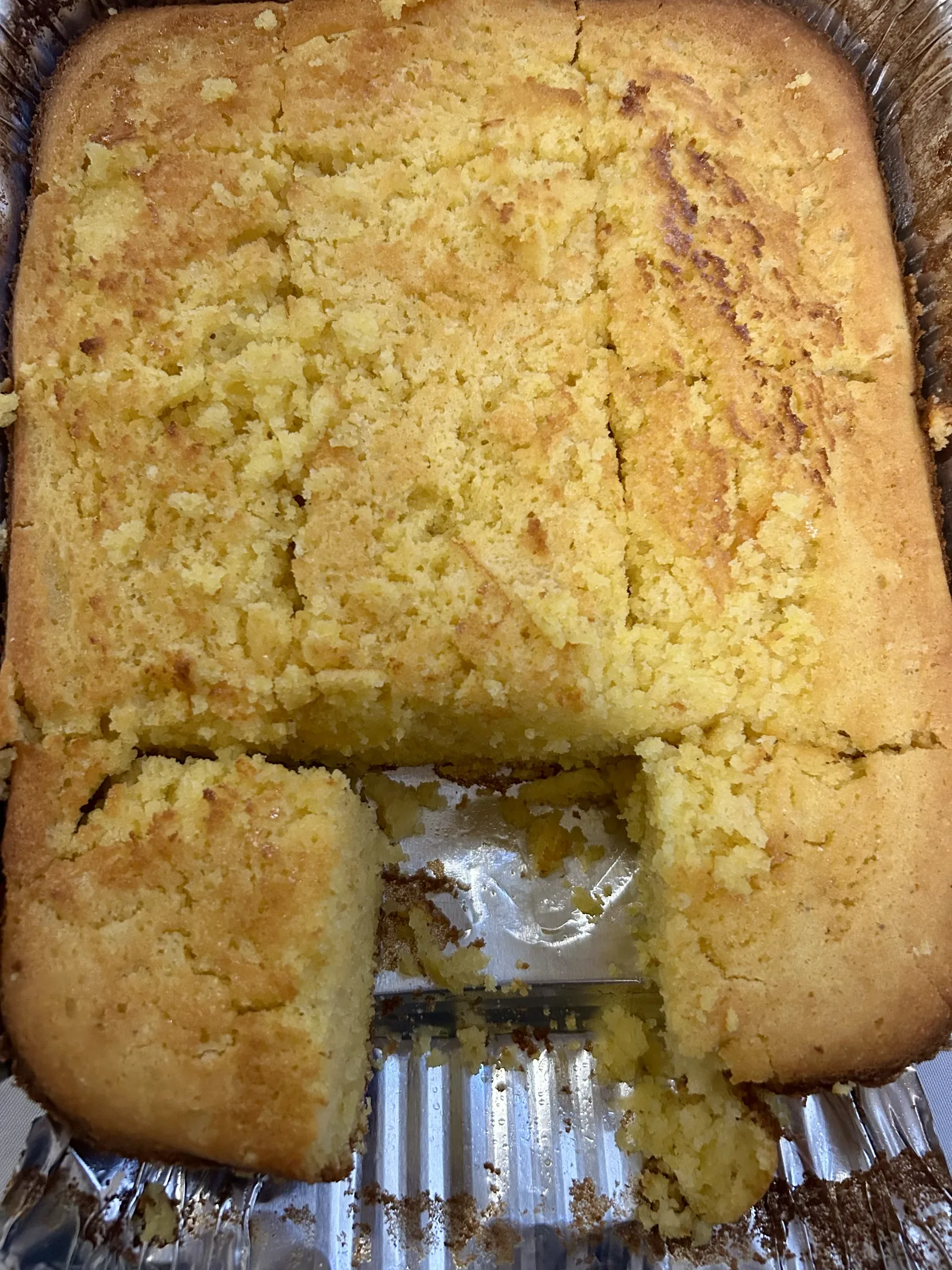 A pan of butter cornbread